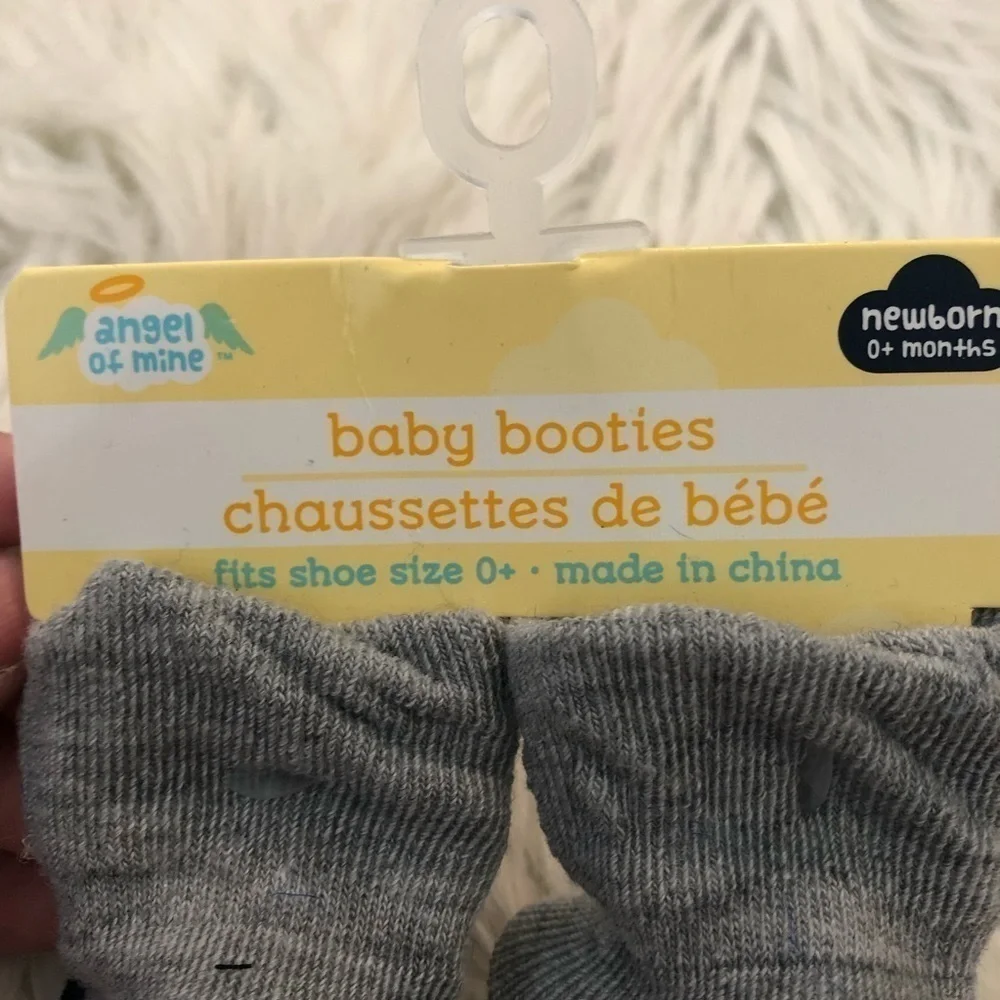 Angel of Mine Baby Booties Gray Baseball